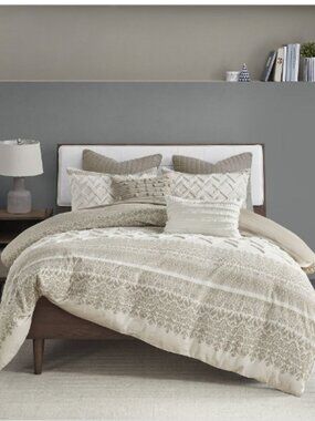 Mila 3-Piece Taupe Cotton Full/Queen Duvet Cover Set